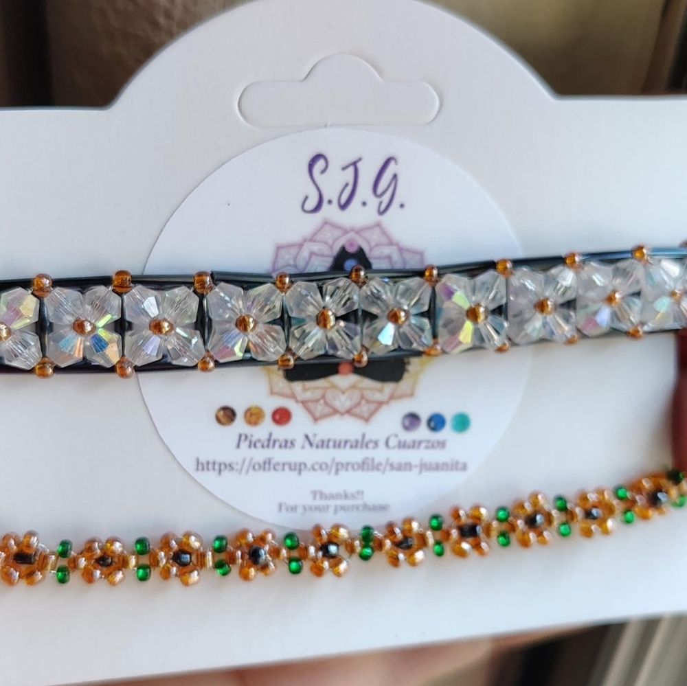 Elegant Crystal and Beaded Bracelet Set